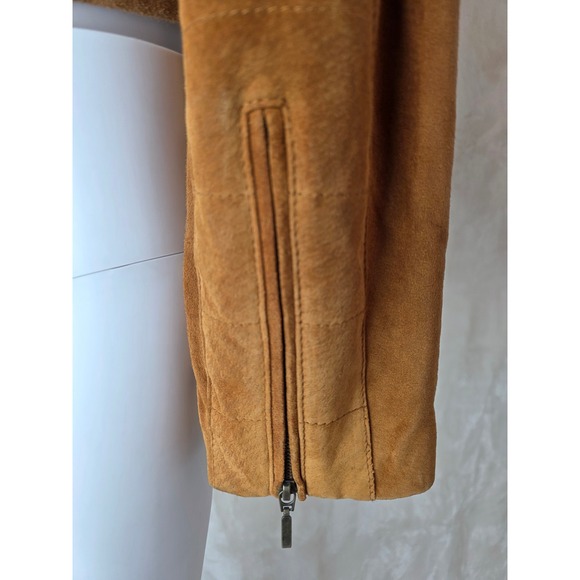 John Paul Richard Suede Leather Jacket Brown Bomber Moto Style Women M - Picture 4 of 5